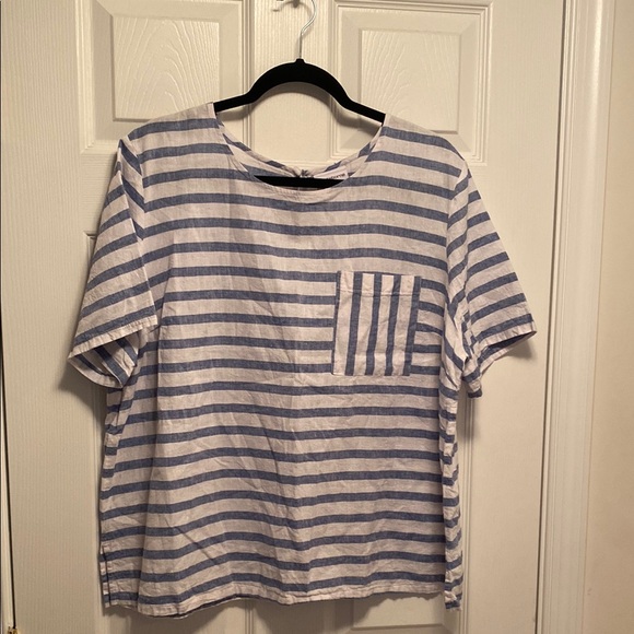 Liz Claiborne Tops - Liz Claiborne Blue and White Striped Top…size XXL